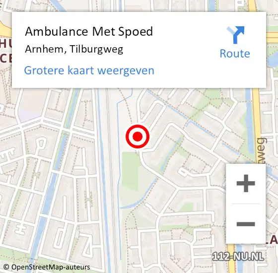 Locatie op kaart van de 112 melding: Ambulance Met Spoed Naar Arnhem, Tilburgweg op 11 april 2019 08:26