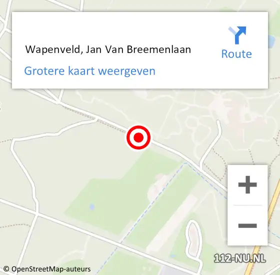 Locatie op kaart van de 112 melding:  Wapenveld, Jan Van Breemenlaan op 11 april 2019 11:41