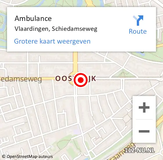 Locatie op kaart van de 112 melding: Ambulance Vlaardingen, Schiedamseweg op 11 april 2019 12:32