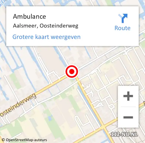 Locatie op kaart van de 112 melding: Ambulance Aalsmeer, Oosteinderweg op 11 april 2019 15:59