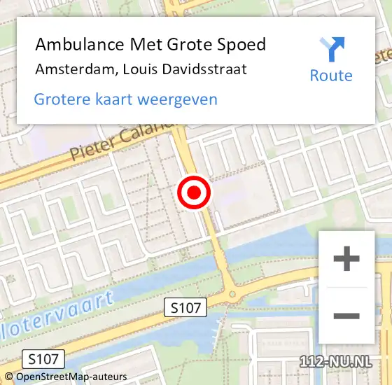 Locatie op kaart van de 112 melding: Ambulance Met Grote Spoed Naar Amsterdam, Louis Davidsstraat op 11 april 2019 18:30