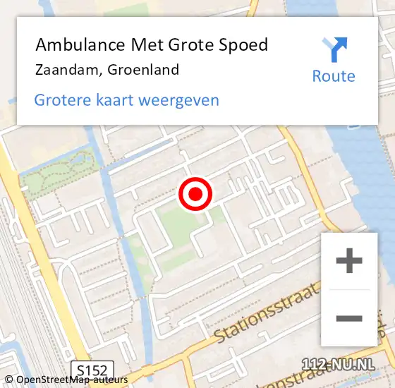 Locatie op kaart van de 112 melding: Ambulance Met Grote Spoed Naar Zaandam, Groenland op 11 april 2019 23:23