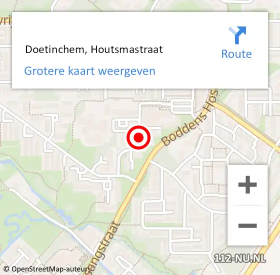 Locatie op kaart van de 112 melding:  Doetinchem, Houtsmastraat op 12 april 2019 01:45