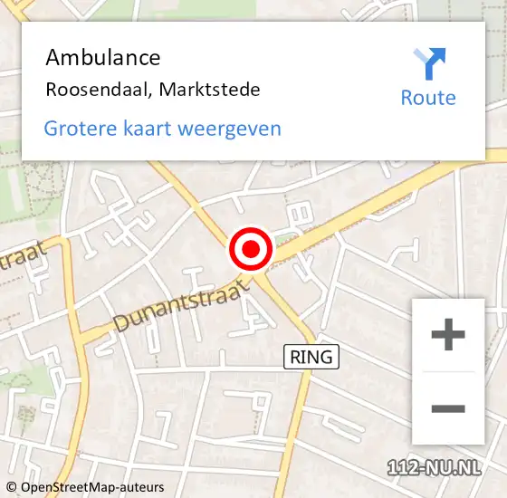 Locatie op kaart van de 112 melding: Ambulance Roosendaal, Dominestraat op 12 april 2019 08:13
