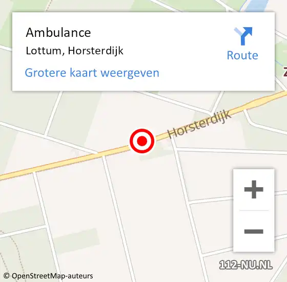 Locatie op kaart van de 112 melding: Ambulance Lottum, Horsterdijk op 12 april 2019 10:31