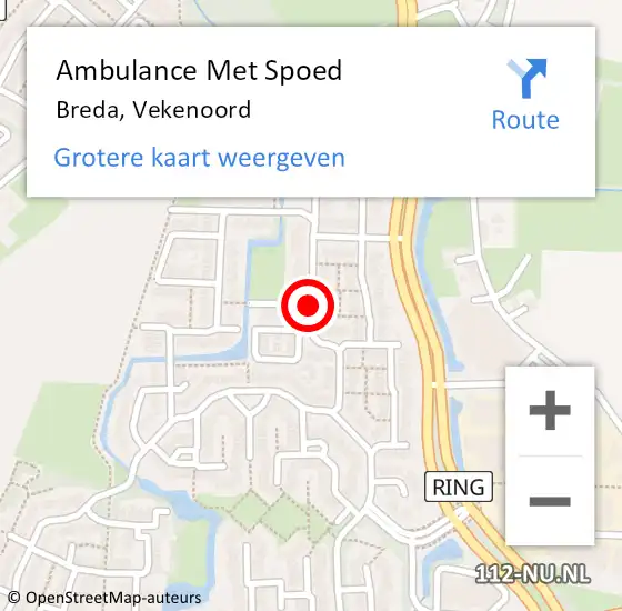 Locatie op kaart van de 112 melding: Ambulance Met Spoed Naar Breda, Vekenoord op 12 april 2019 10:55