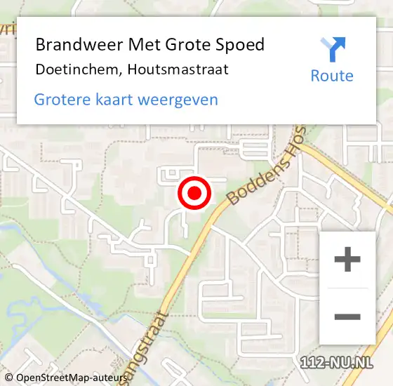 Locatie op kaart van de 112 melding: Brandweer Met Grote Spoed Naar Doetinchem, Houtsmastraat op 12 april 2019 11:15