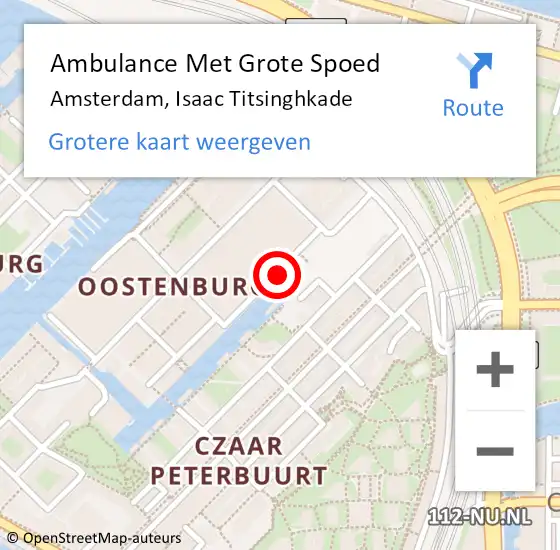 Locatie op kaart van de 112 melding: Ambulance Met Grote Spoed Naar Amsterdam, Isaac Titsinghkade op 12 april 2019 11:43