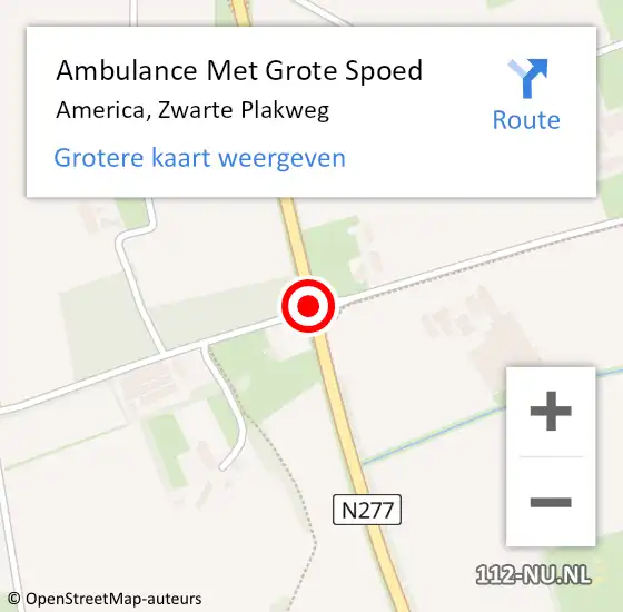 Locatie op kaart van de 112 melding: Ambulance Met Grote Spoed Naar America, Zwarte Plakweg op 12 april 2019 12:19