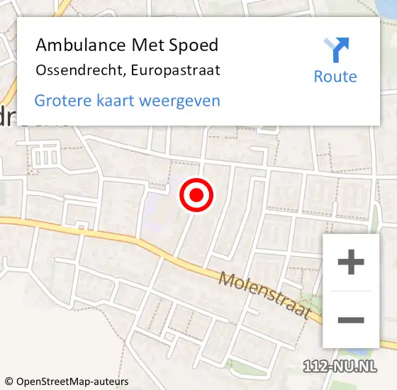 Locatie op kaart van de 112 melding: Ambulance Met Spoed Naar Ossendrecht, Europastraat op 12 april 2019 13:17