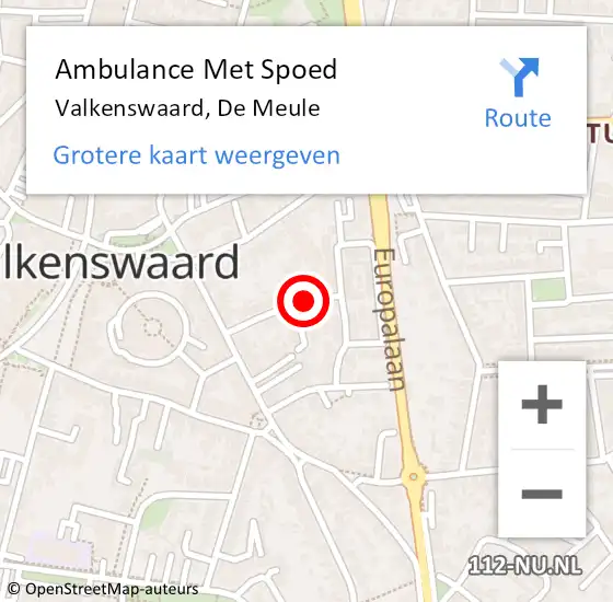 Locatie op kaart van de 112 melding: Ambulance Met Spoed Naar Valkenswaard, De Meule op 12 april 2019 13:25