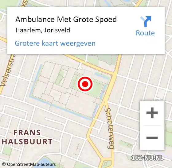 Locatie op kaart van de 112 melding: Ambulance Met Grote Spoed Naar Haarlem, Jorisveld op 12 april 2019 13:31