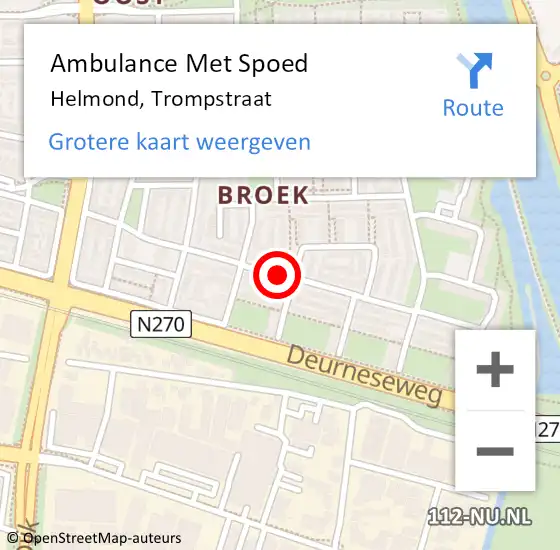 Locatie op kaart van de 112 melding: Ambulance Met Spoed Naar Helmond, Trompstraat op 12 april 2019 16:26