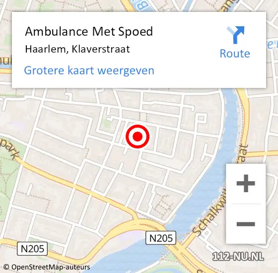 Locatie op kaart van de 112 melding: Ambulance Met Spoed Naar Haarlem, Klaverstraat op 12 april 2019 20:33