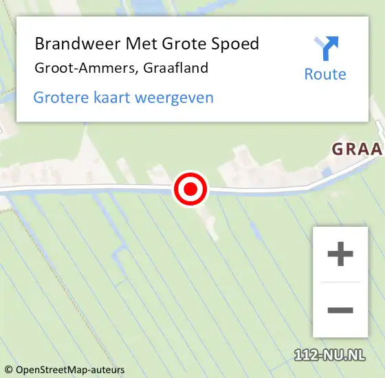 Locatie op kaart van de 112 melding: Brandweer Met Grote Spoed Naar Groot-Ammers, Graafland op 12 april 2019 21:18