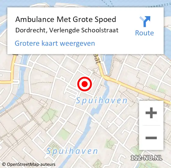 Locatie op kaart van de 112 melding: Ambulance Met Grote Spoed Naar Dordrecht, Verlengde Schoolstraat op 12 april 2019 23:53