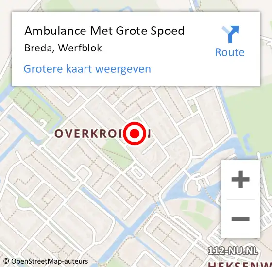 Locatie op kaart van de 112 melding: Ambulance Met Grote Spoed Naar Breda, Werfblok op 12 april 2019 23:57
