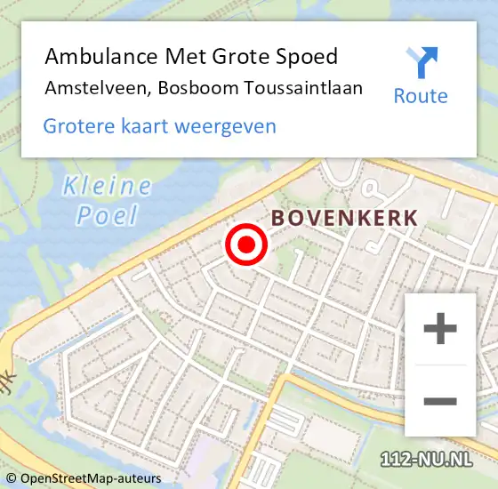 Locatie op kaart van de 112 melding: Ambulance Met Grote Spoed Naar Amstelveen, Bosboom Toussaintlaan op 13 april 2019 10:41