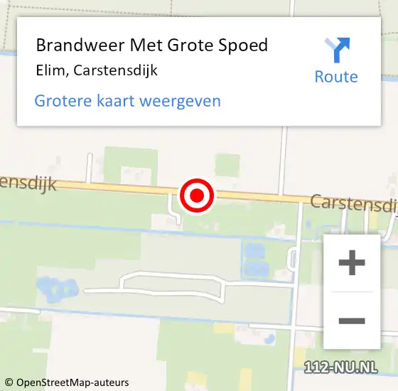 Locatie op kaart van de 112 melding: Brandweer Met Grote Spoed Naar Elim, Carstensdijk op 13 april 2019 11:39