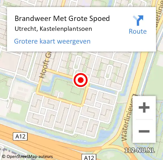 Locatie op kaart van de 112 melding: Brandweer Met Grote Spoed Naar Utrecht, Kastelenplantsoen op 13 april 2019 12:44