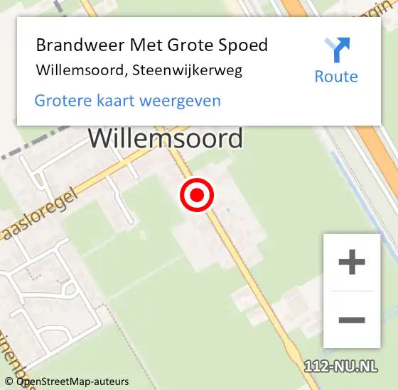 Locatie op kaart van de 112 melding: Brandweer Met Grote Spoed Naar Willemsoord, Steenwijkerweg op 13 april 2019 13:12
