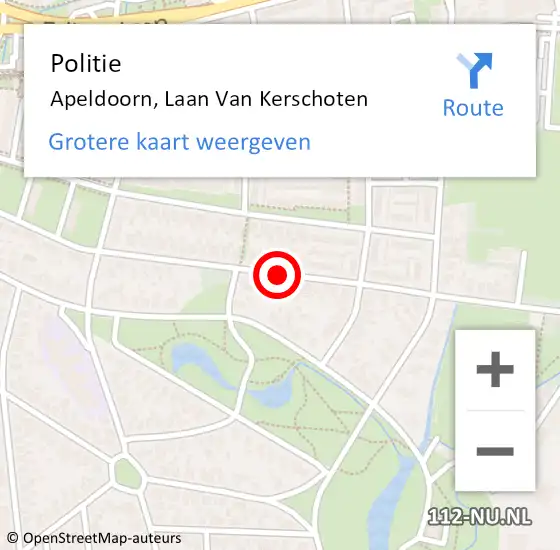 Locatie op kaart van de 112 melding: Politie Apeldoorn, Laan Van Kerschoten op 13 april 2019 15:54