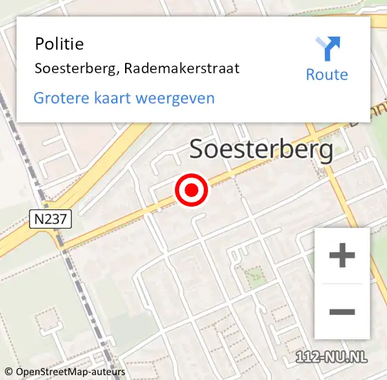 Locatie op kaart van de 112 melding: Politie Soesterberg, Rademakerstraat op 13 april 2019 15:57