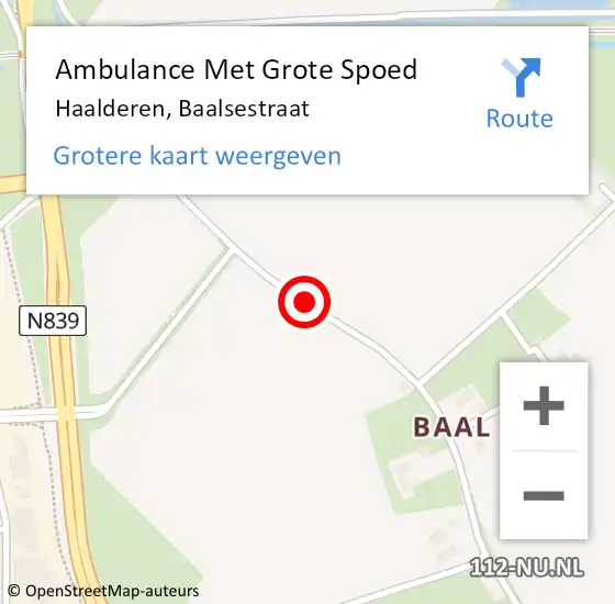 Locatie op kaart van de 112 melding: Ambulance Met Grote Spoed Naar Haalderen, Baalsestraat op 13 april 2019 19:13