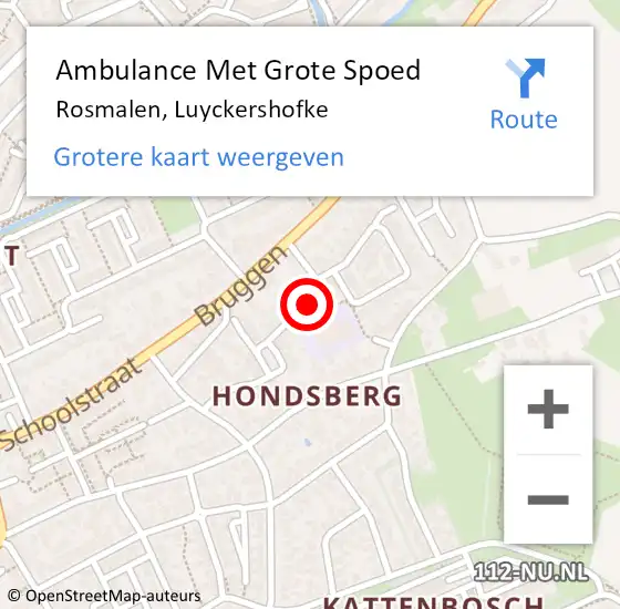 Locatie op kaart van de 112 melding: Ambulance Met Grote Spoed Naar Rosmalen, Luyckershofke op 13 april 2019 19:21