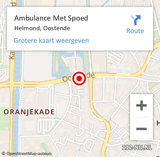 Locatie op kaart van de 112 melding: Ambulance Met Spoed Naar Helmond, Oostende op 14 april 2019 00:52