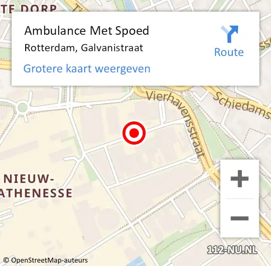 Locatie op kaart van de 112 melding: Ambulance Met Spoed Naar Rotterdam, Galvanistraat op 14 april 2019 01:28