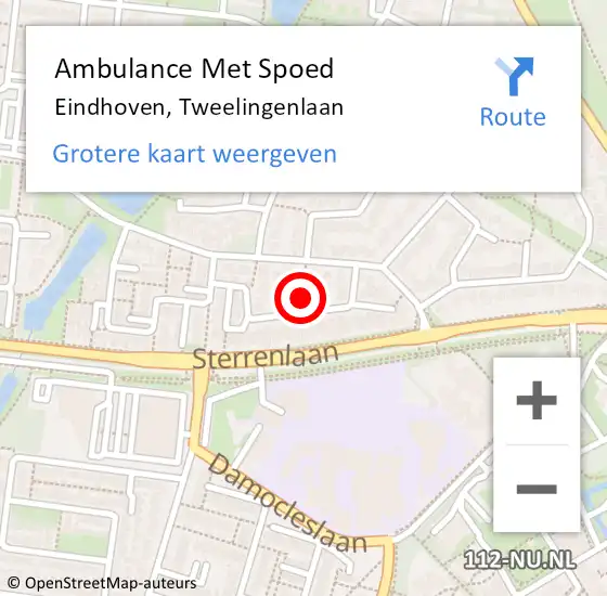 Locatie op kaart van de 112 melding: Ambulance Met Spoed Naar Eindhoven, Tweelingenlaan op 14 april 2019 08:09
