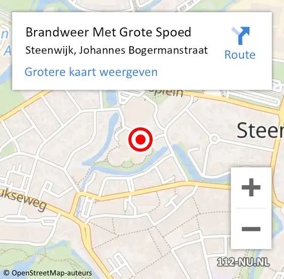 Locatie op kaart van de 112 melding: Brandweer Met Grote Spoed Naar Steenwijk, Johannes Bogermanstraat op 14 april 2019 16:11