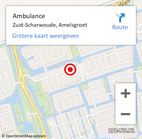 Locatie op kaart van de 112 melding: Ambulance Zuid-Scharwoude, Amelsgroet op 14 april 2019 19:21