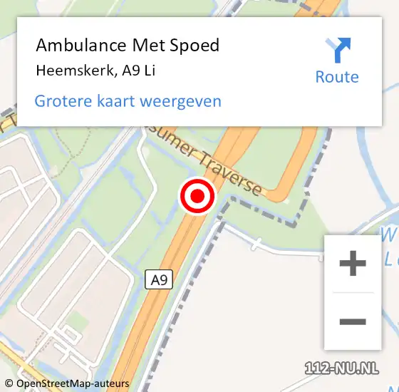 Locatie op kaart van de 112 melding: Ambulance Met Spoed Naar Heemskerk, A9 Li op 14 april 2019 19:29