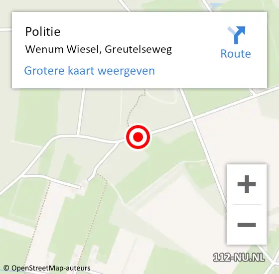 Locatie op kaart van de 112 melding: Politie Wenum Wiesel, Greutelseweg op 14 april 2019 20:08