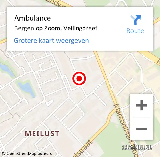 Locatie op kaart van de 112 melding: Ambulance Bergen op Zoom, Veilingdreef op 14 april 2019 21:53
