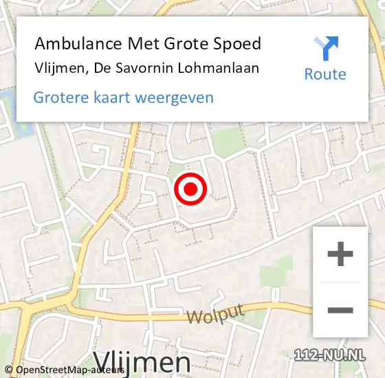 Locatie op kaart van de 112 melding: Ambulance Met Grote Spoed Naar Vlijmen, De Savornin Lohmanlaan op 14 april 2019 22:25