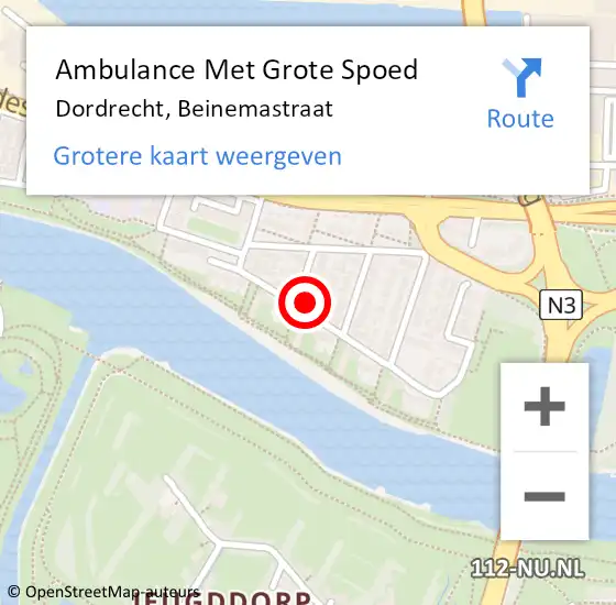 Locatie op kaart van de 112 melding: Ambulance Met Grote Spoed Naar Dordrecht, Beekmanstraat op 15 april 2019 04:40