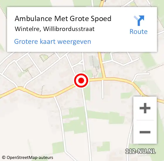 Locatie op kaart van de 112 melding: Ambulance Met Grote Spoed Naar Wintelre, Willibrordusstraat op 15 april 2019 06:16