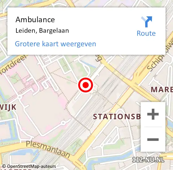 Locatie op kaart van de 112 melding: Ambulance Leiden, Bargelaan op 15 april 2019 09:57
