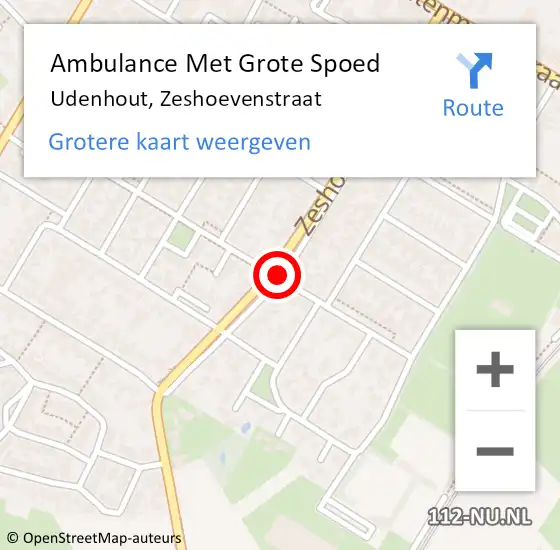 Locatie op kaart van de 112 melding: Ambulance Met Grote Spoed Naar Udenhout, Zeshoevenstraat op 15 april 2019 10:15