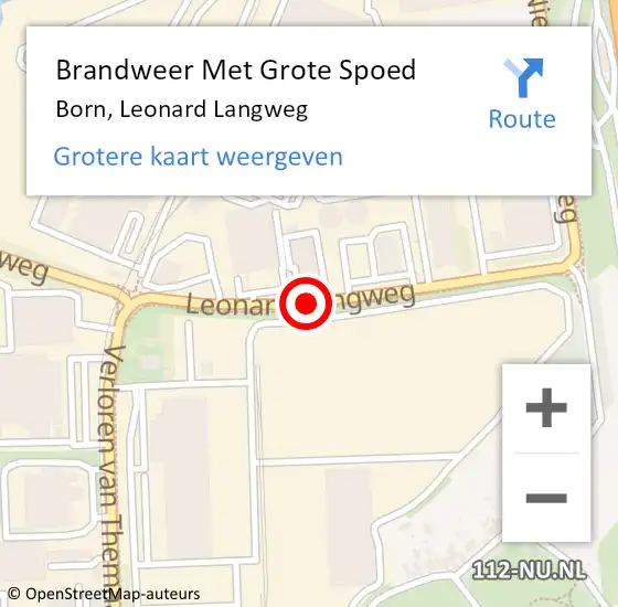 Locatie op kaart van de 112 melding: Brandweer Met Grote Spoed Naar Born, Leonard Langweg op 15 april 2019 11:51