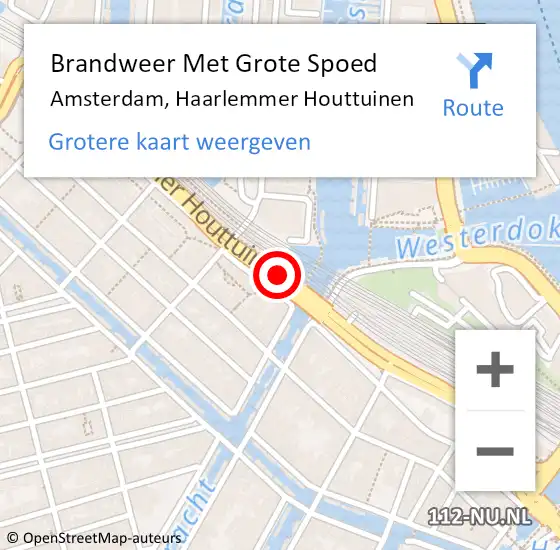 Locatie op kaart van de 112 melding: Brandweer Met Grote Spoed Naar Amsterdam, Haarlemmer Houttuinen op 15 april 2019 15:18