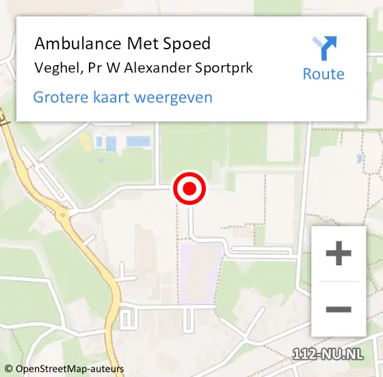 Locatie op kaart van de 112 melding: Ambulance Met Spoed Naar Veghel, Pr W Alexander Sportprk op 15 april 2019 15:47