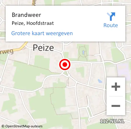 Locatie op kaart van de 112 melding: Brandweer Peize, Hoofdstraat op 15 april 2019 17:15