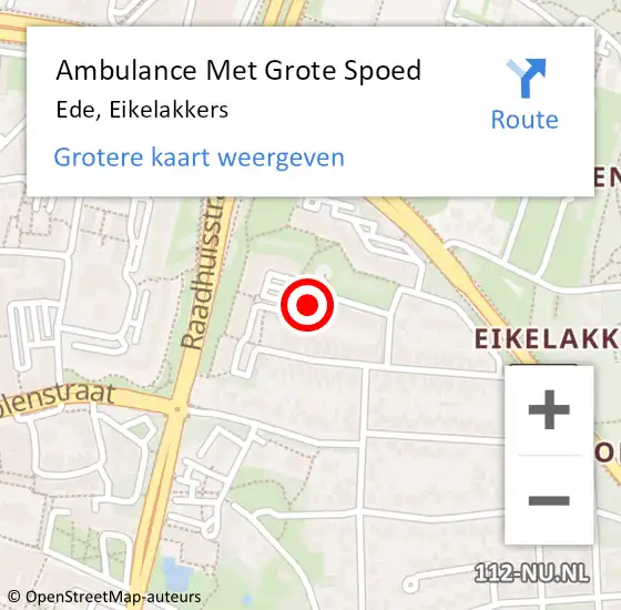 Locatie op kaart van de 112 melding: Ambulance Met Grote Spoed Naar Ede, Eikelakkers op 15 april 2019 17:26