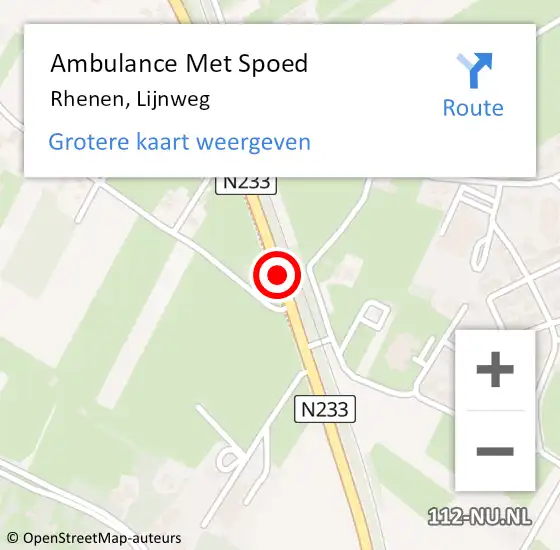 Locatie op kaart van de 112 melding: Ambulance Met Spoed Naar Rhenen, Lijnweg op 15 april 2019 18:17