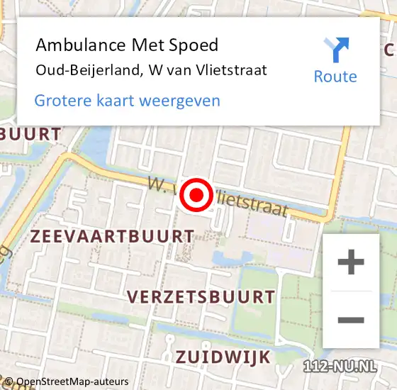 Locatie op kaart van de 112 melding: Ambulance Met Spoed Naar Oud-Beijerland, W van Vlietstraat op 15 april 2019 19:49