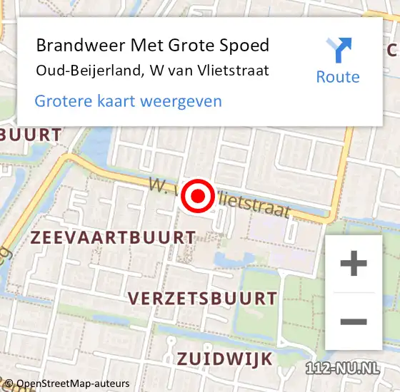 Locatie op kaart van de 112 melding: Brandweer Met Grote Spoed Naar Oud-Beijerland, Van Vlietstraat op 15 april 2019 19:53